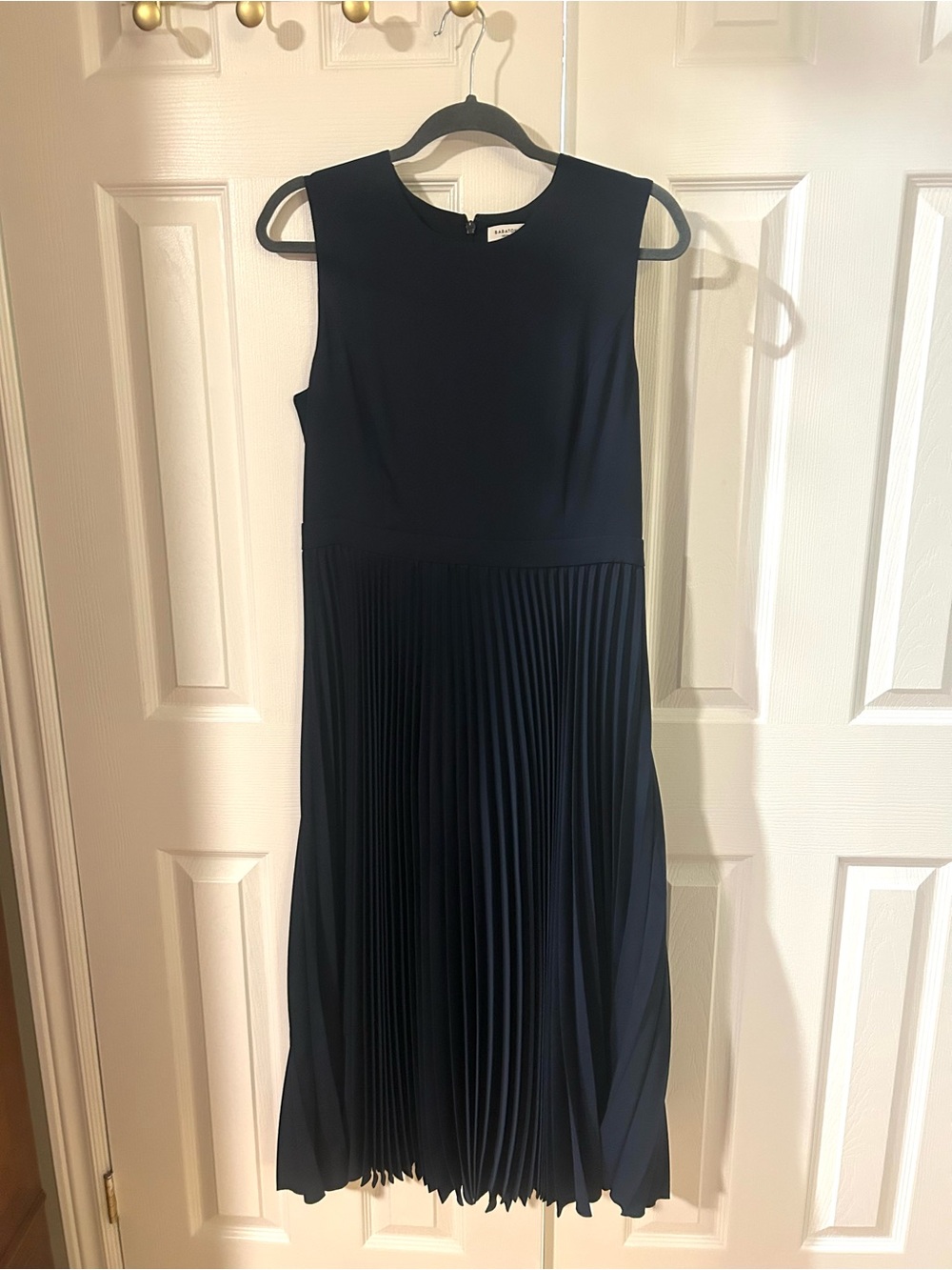 Babaton Navy Pleated Midi Dress